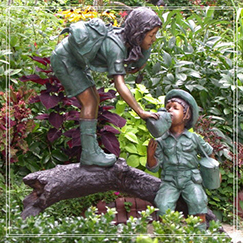 life size children playing bronze statue for garden decoration